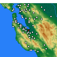 Nearby Forecast Locations - Moffett Federal Airfield - Carte