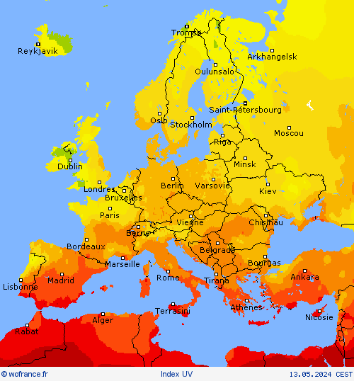 Index UV Cartes de prévision
