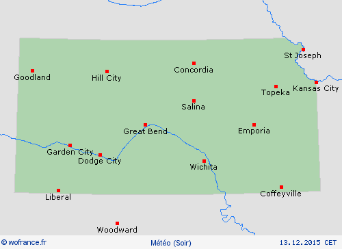 aperçu Kansas Amérique du Nord Cartes de prévision
