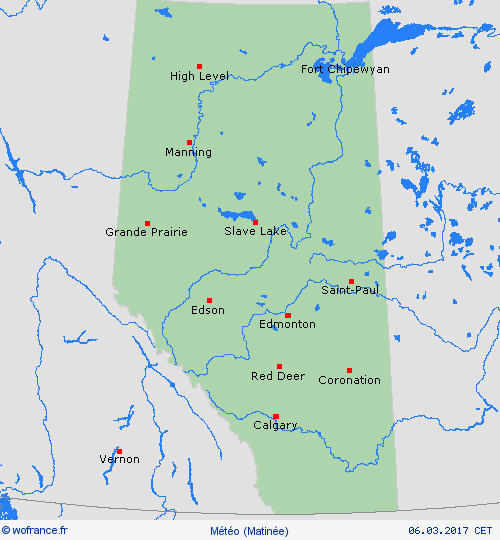 aperçu Alberta Amérique du Nord Cartes de prévision