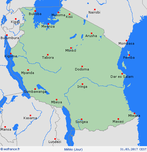 aperçu Tanzanie Afrique Cartes de prévision