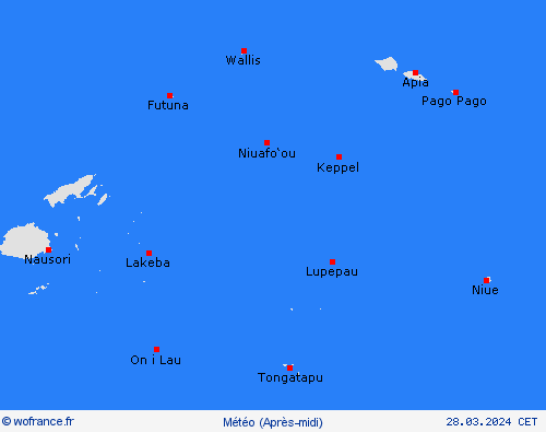 aperçu Samoa américaines Océanie Cartes de prévision