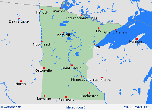 aperçu Minnesota Amérique du Nord Cartes de prévision