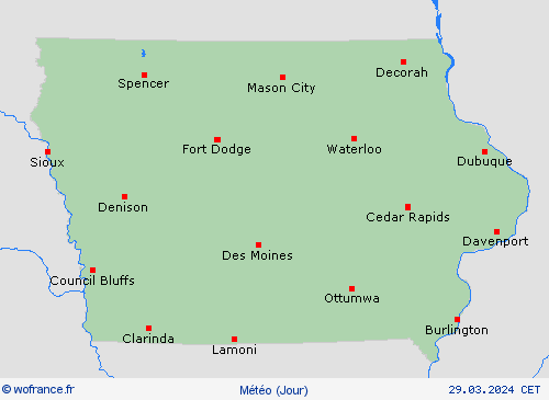 aperçu Iowa Amérique du Nord Cartes de prévision
