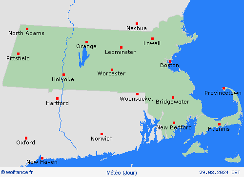 aperçu Massachusetts Amérique du Nord Cartes de prévision
