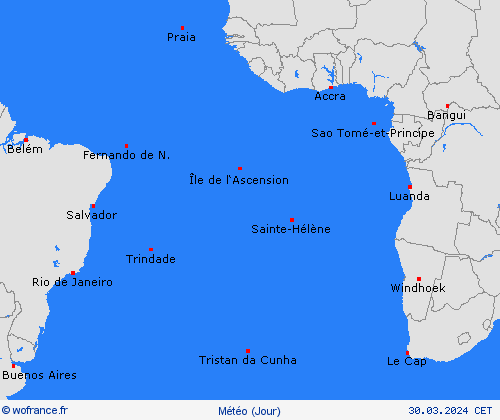 aperçu Îles atlantiques Afrique Cartes de prévision