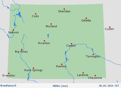 aperçu Wyoming Amérique du Nord Cartes de prévision