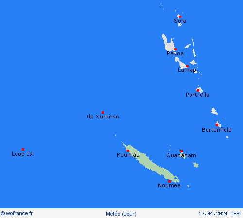 aperçu Nouvelle-Calédonie Océanie Cartes de prévision