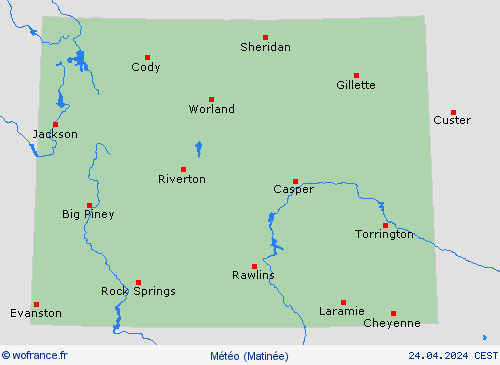 aperçu Wyoming Amérique du Nord Cartes de prévision