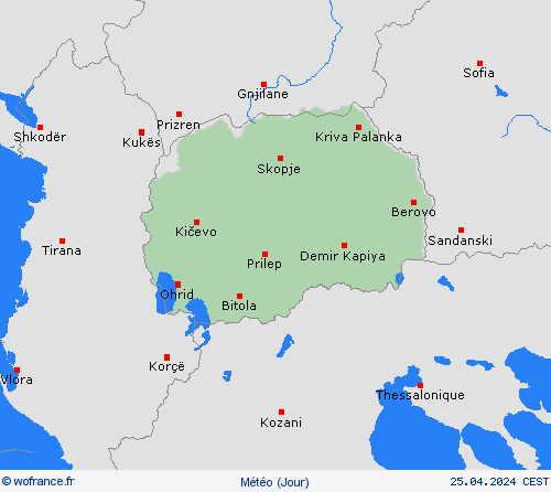 aperçu Macédoine du Nord Europe Cartes de prévision