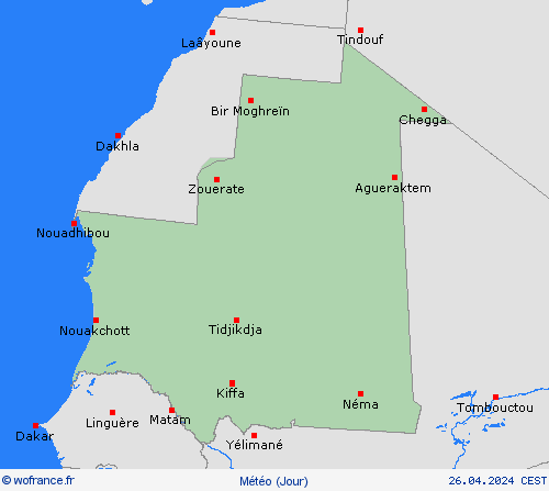 aperçu Mauritanie Afrique Cartes de prévision