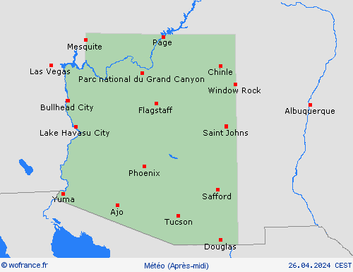 aperçu Arizona Amérique du Nord Cartes de prévision