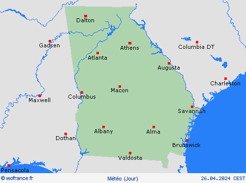 aperçu Géorgie Amérique du Nord Cartes de prévision