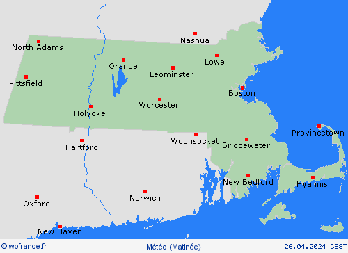 aperçu Massachusetts Amérique du Nord Cartes de prévision