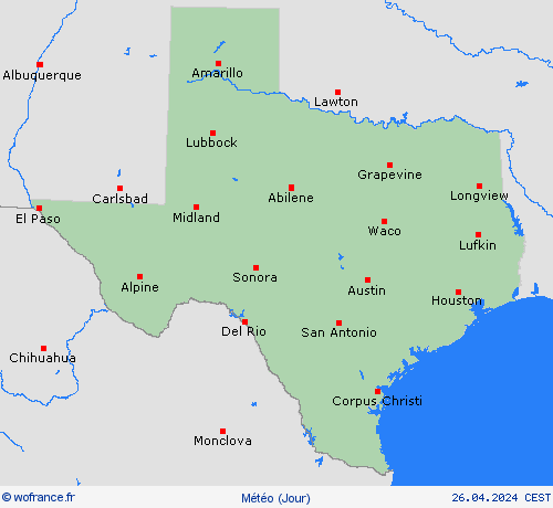 aperçu Texas Amérique du Nord Cartes de prévision