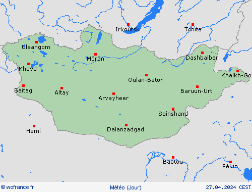 aperçu Mongolie Asie Cartes de prévision