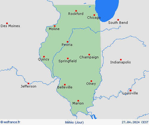 aperçu Illinois Amérique du Nord Cartes de prévision