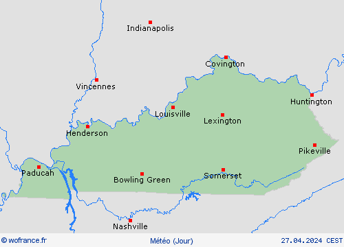 aperçu Kentucky Amérique du Nord Cartes de prévision