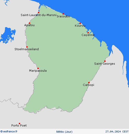 aperçu Guyane Amérique du Sud Cartes de prévision