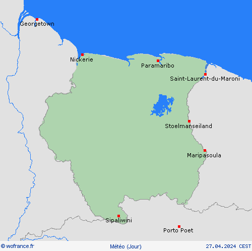 aperçu Suriname Amérique du Sud Cartes de prévision