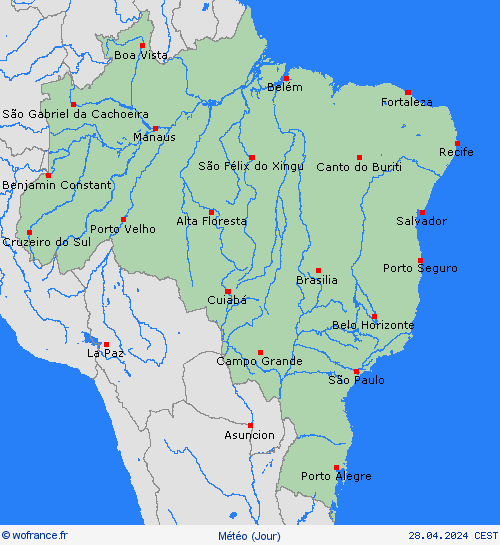 aperçu Brésil Amérique du Sud Cartes de prévision