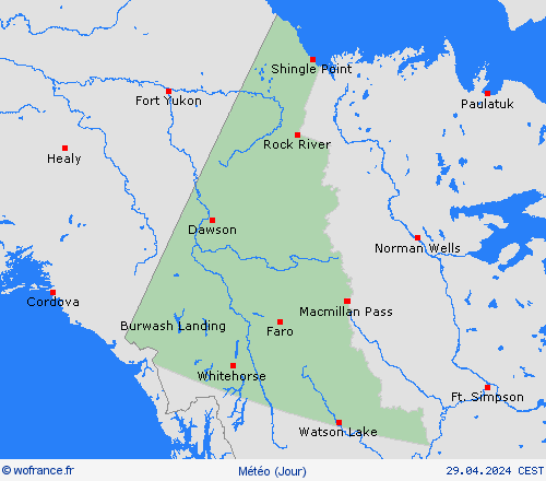 aperçu Yukon Amérique du Nord Cartes de prévision