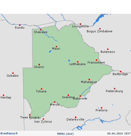 aperçu Botswana Afrique Cartes de prévision