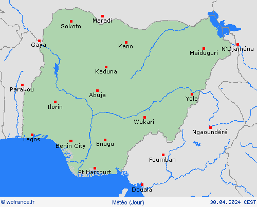 aperçu Nigeria Afrique Cartes de prévision