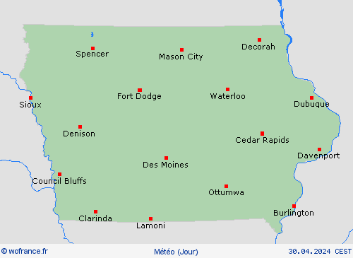 aperçu Iowa Amérique du Nord Cartes de prévision