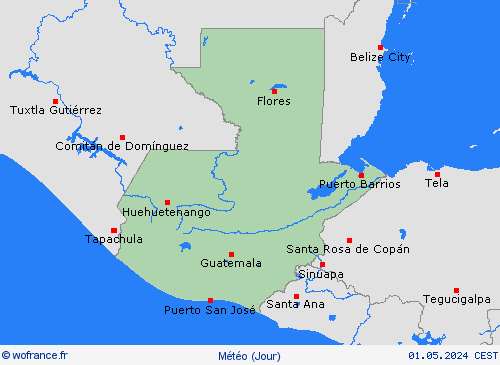 aperçu Guatemala Amérique centrale Cartes de prévision