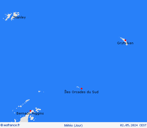 aperçu Îles Orcades du Sud Amérique du Sud Cartes de prévision