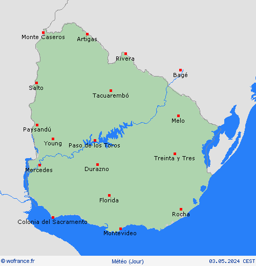 aperçu Uruguay Amérique du Sud Cartes de prévision
