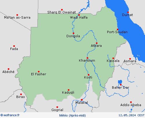 aperçu Soudan Afrique Cartes de prévision