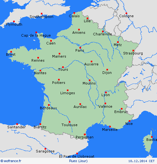 mété des routes  France Cartes de prévision