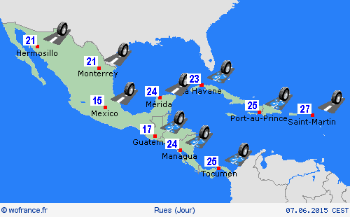 mété des routes  Amérique centrale Cartes de prévision