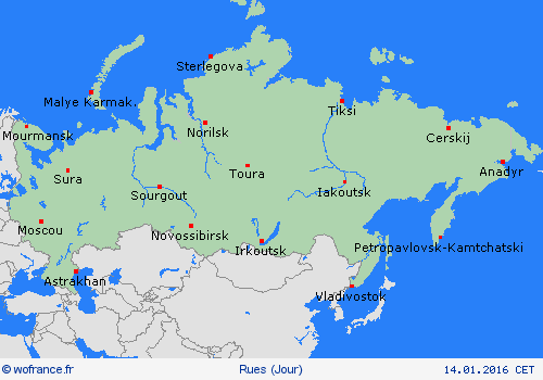 mété des routes Russie Asie Cartes de prévision
