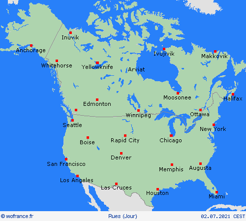 mété des routes  Amérique du Nord Cartes de prévision
