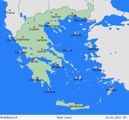 mété des routes Grèce Europe Cartes de prévision