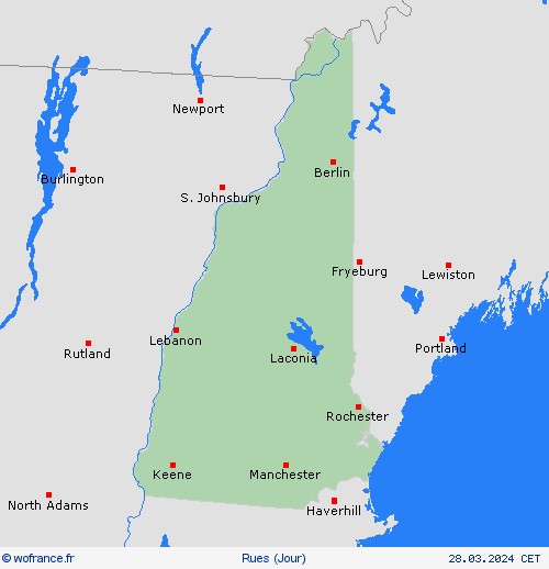 mété des routes New Hampshire Amérique du Nord Cartes de prévision