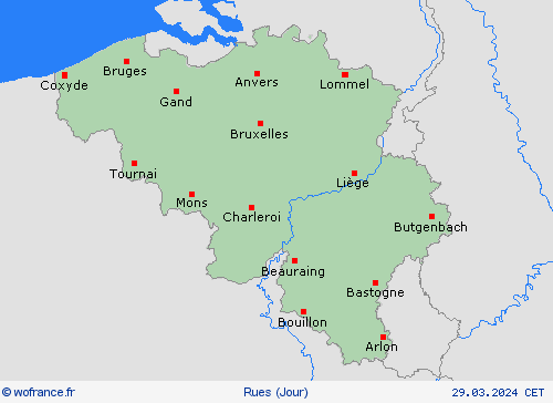 mété des routes Belgique Europe Cartes de prévision