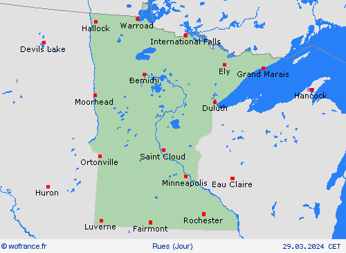 mété des routes Minnesota Amérique du Nord Cartes de prévision