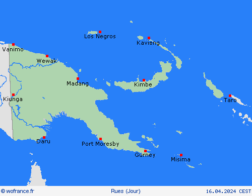 mété des routes Papouasie-Nouvelle-Guinée Océanie Cartes de prévision