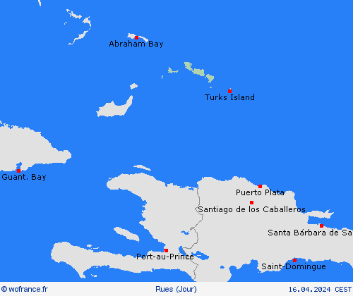 mété des routes Îles Turques-et-Caïques Amérique centrale Cartes de prévision