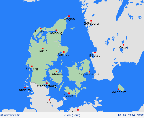 mété des routes Danemark Europe Cartes de prévision