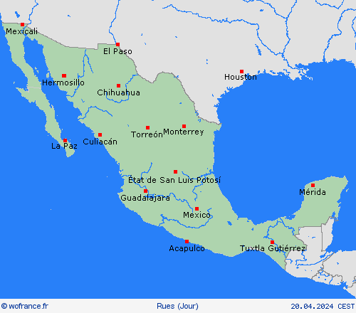 mété des routes Mexique Amérique centrale Cartes de prévision