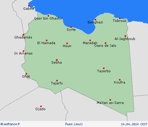 mété des routes Libye Afrique Cartes de prévision