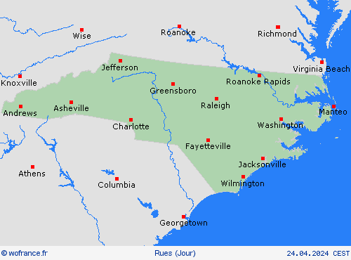 mété des routes Caroline du Nord Amérique du Nord Cartes de prévision