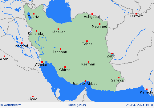mété des routes Iran Asie Cartes de prévision