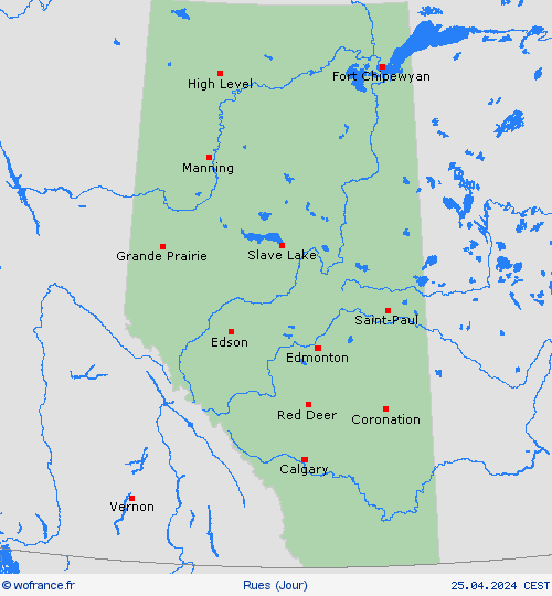 mété des routes Alberta Amérique du Nord Cartes de prévision