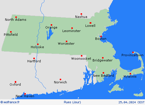 mété des routes Massachusetts Amérique du Nord Cartes de prévision